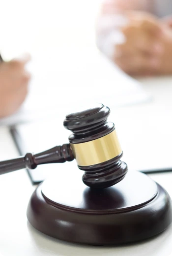 a close-up of a gavel