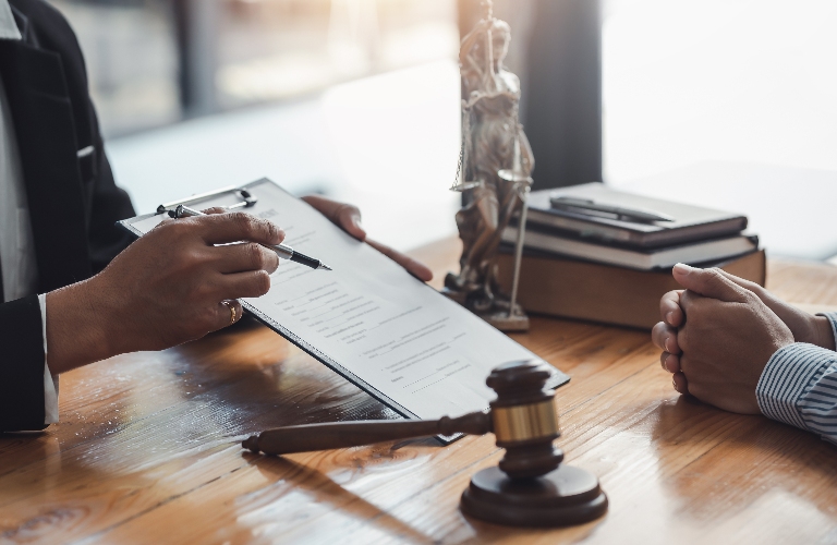 lawyer is consulting client